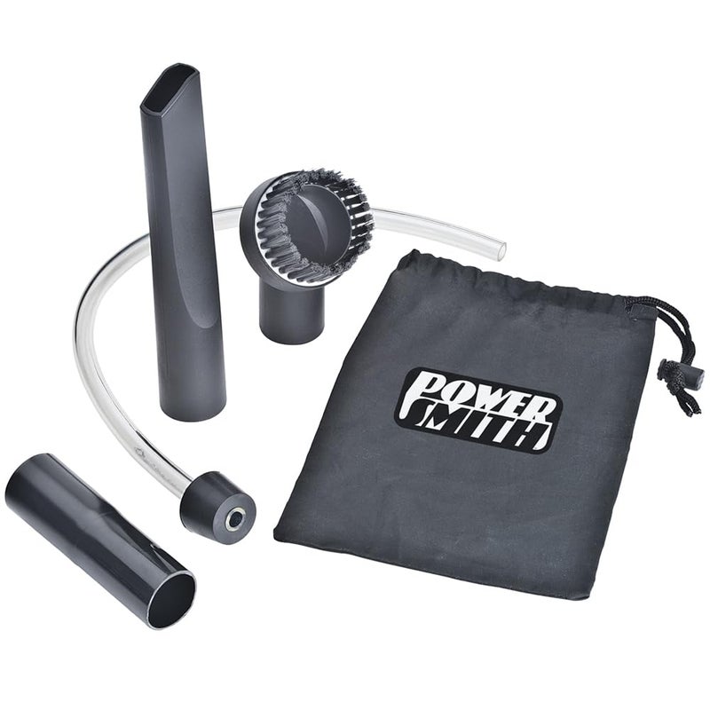 PowerSmith PAAC302 Ash Vacuum Deep Cleaning Kit with Crevice Tool, Brush Nozzle, Pellet Stove Hose, Adapter, and Storage Bag,Black
